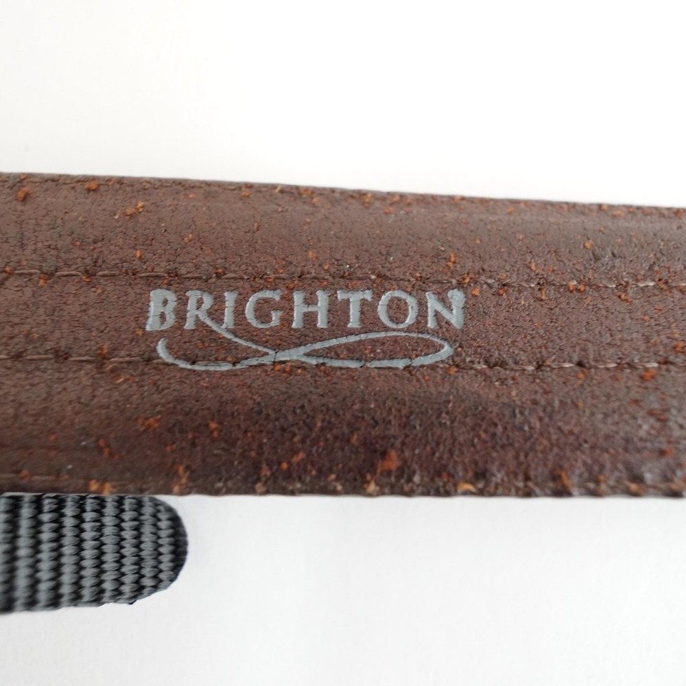 Brighton Leather Belt Mens 40 Brown Woven Gold Buckle Classic Business Casual - Picture 2 of 11